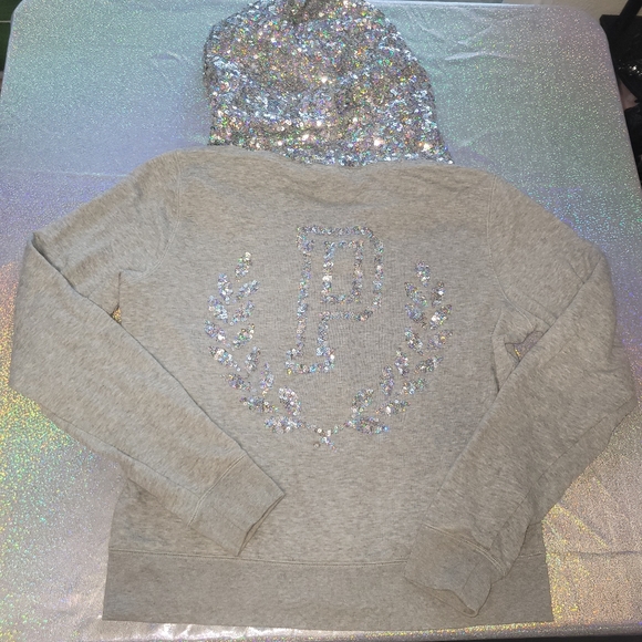 Pink VS Fashion show hoodie Y2K holo sequin hoodie vintage - Picture 8 of 8